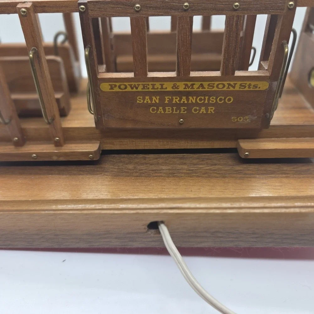 VTG MCM Wood San Francisco Cable Car Lamp Powell & Mason 505 Night Light Working